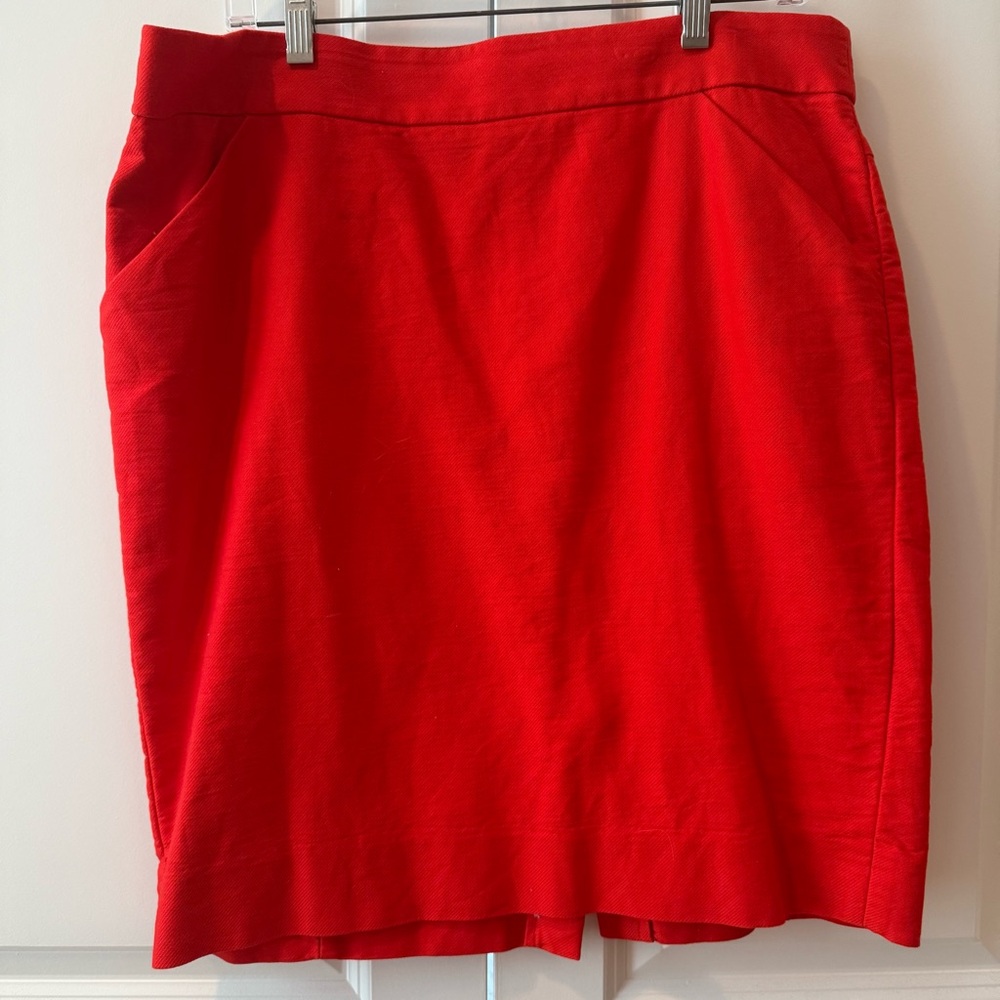 J Crew Red Orange Pencil Skirt